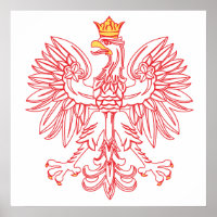Polish Eagle Outlined In Red