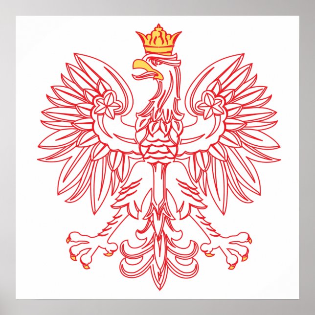 Polish Eagle Outlined In Red Poster (Vorne)