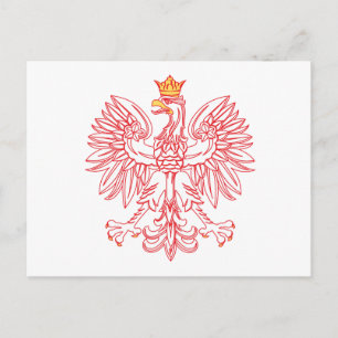 Polish Eagle Outlined In Red Postkarte
