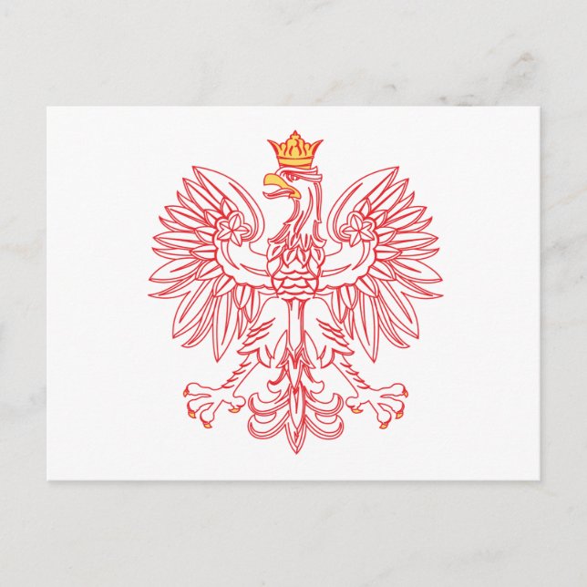 Polish Eagle Outlined In Red Postkarte (Vorderseite)