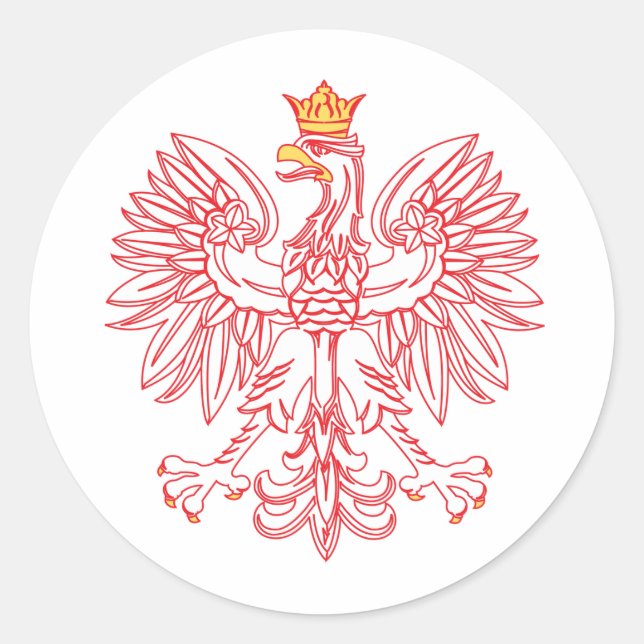 Polish Eagle Outlined In Red Runder Aufkleber (Vorderseite)