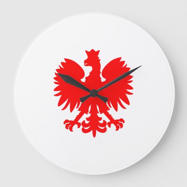 Polish Eagle Wall Clock Große Wanduhr (Vorderseite)