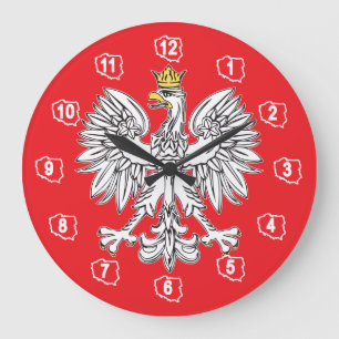Polish Eagle With Gold Crown Wall Clock Große Wanduhr