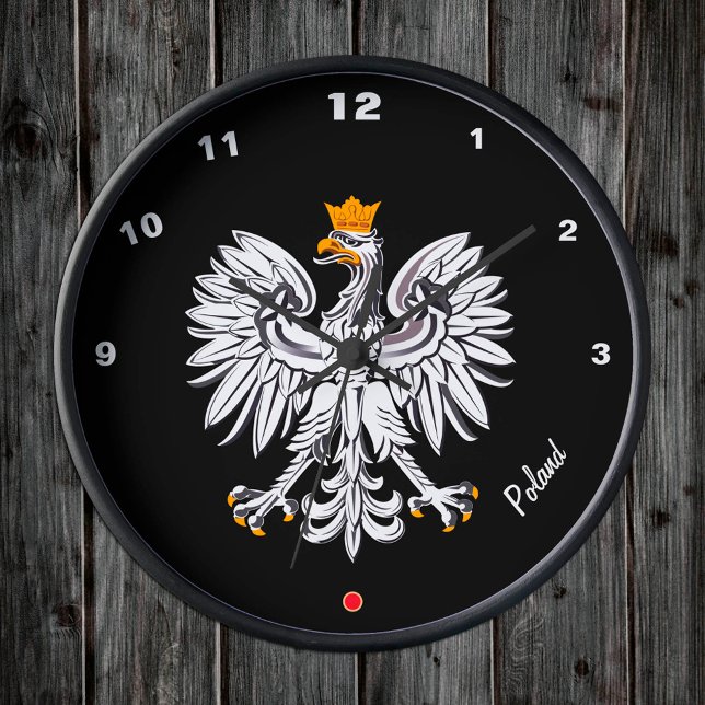 Polish Flag & Eagle, Poland fashion / Sport Runde Wanduhr (Von Creator hochgeladen)