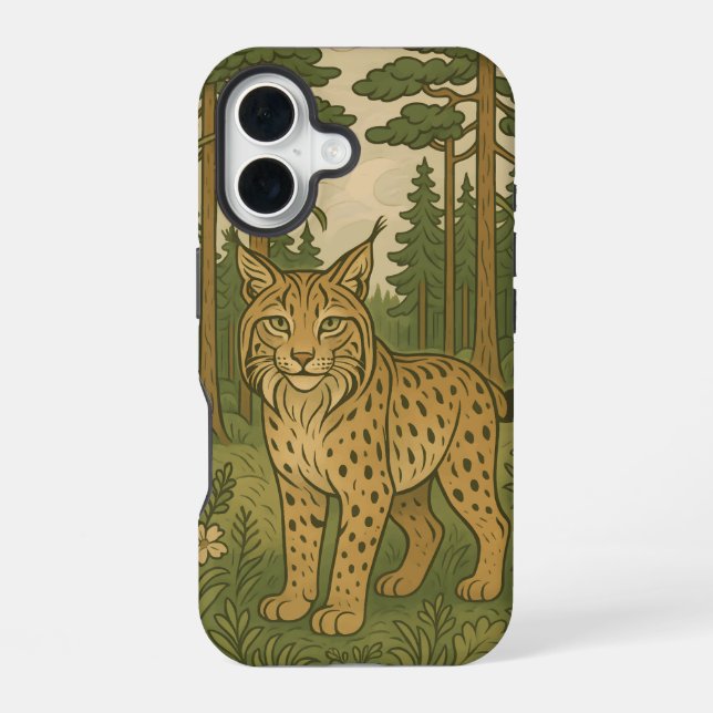 Polish Lynx Forest Folk Art iPhone 16 Hülle (Rückseite)