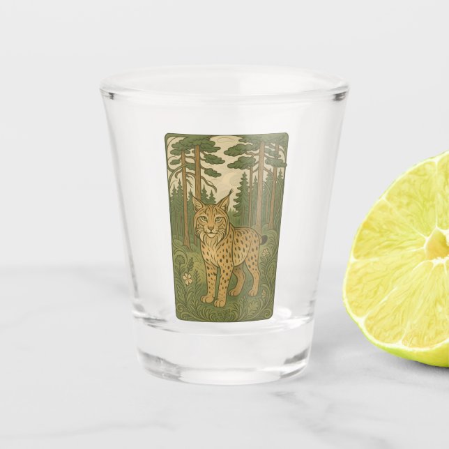 Polish Lynx Forest Folk Art Schnapsglas (Vorderseite)