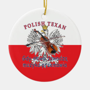 Polish Texan Eagle Music Speaks Keramik Ornament