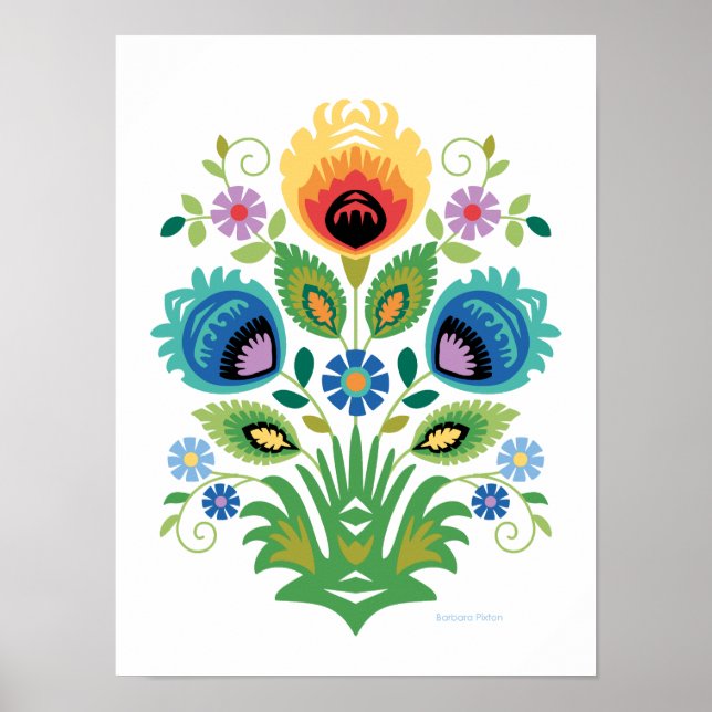 Polish Wycinanki Spring Floral Poster (Vorne)