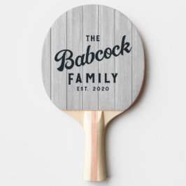 Polished Gray Wooden Boards Retro Family Name Tischtennis Schläger
