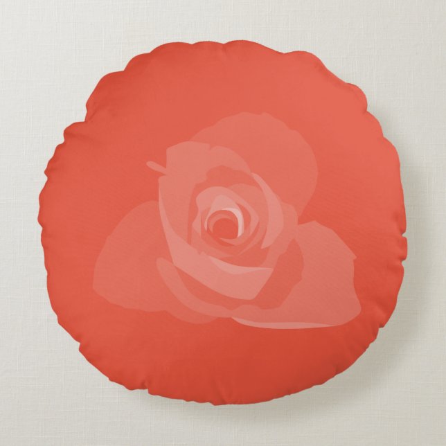 Polite Transparente moderne Kunst des Weißen Roses Rundes Kissen (Vorderseite)