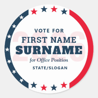Political Election Campaign Custom Candidate Name Runder Aufkleber