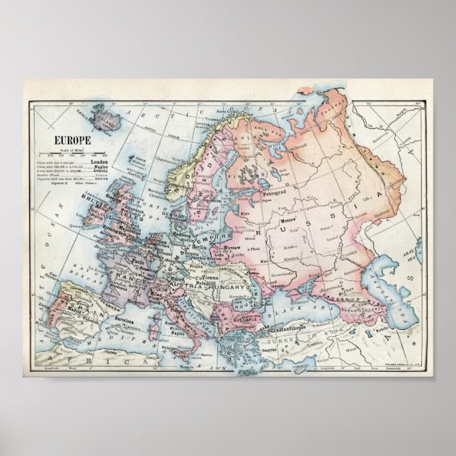Political Map of Europe 1916 Poster (Vorne)