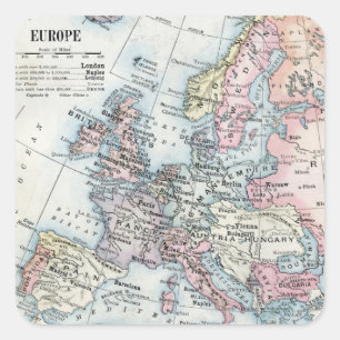 Political Map of Europe 1916 Quadratischer Aufkleber