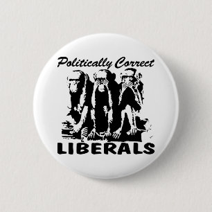 Politisch korrekte Liberale 3 Affen Button