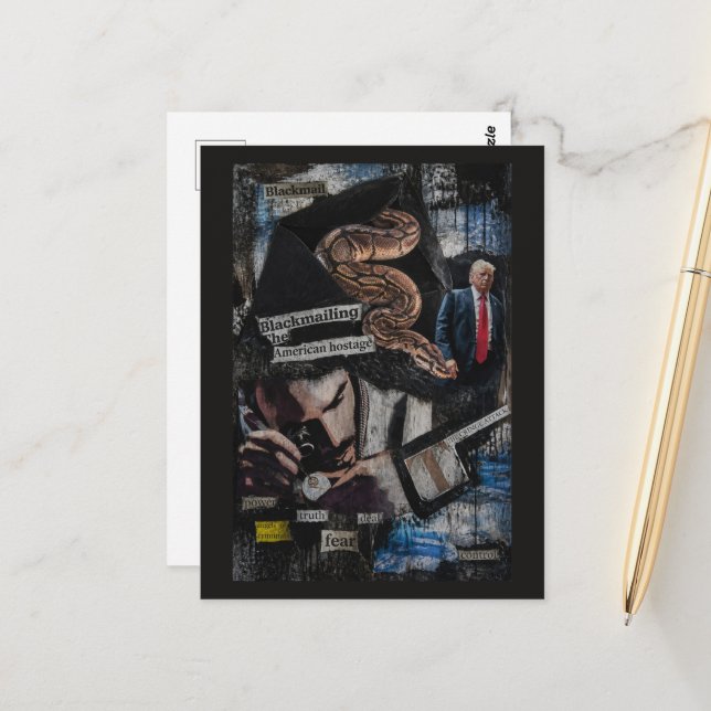 Politische Erpressung  Collage Postkarte (Vorderseite/Rückseite Beispiel)