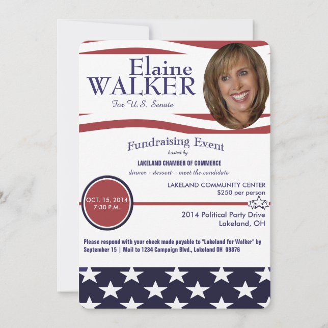 Politische Geldbeschaffer-Einladung mit Foto Einladung (Vorderseite)