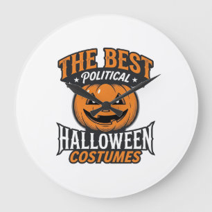 Politische Halloween-Kostüm-Kürbis-Vintage-Shirt_ Große Wanduhr