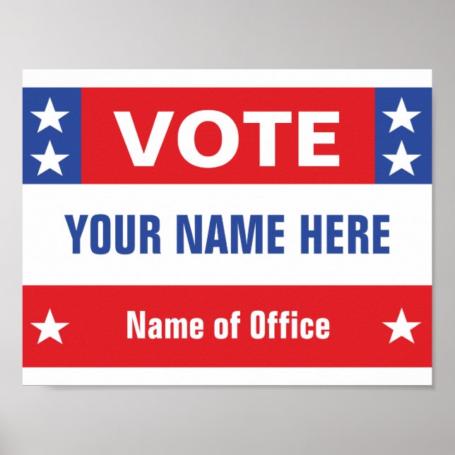 Politische Kampagne Abstimmung rot-weiß blau, Ster Poster (Vorne)