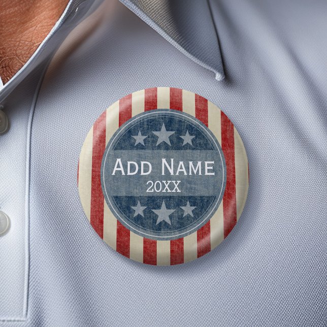 Politische Kampagne - Vintage US Flagge Button (Custom Campaign Gear -- Create your own election swag for any candidate)