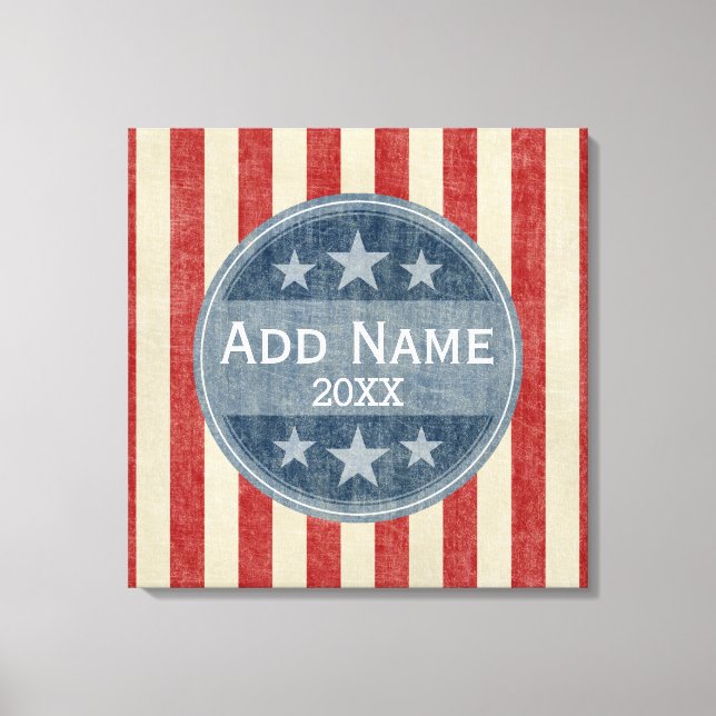 Politische Kampagne - Vintage US Flagge Leinwanddruck (Vorderseite)