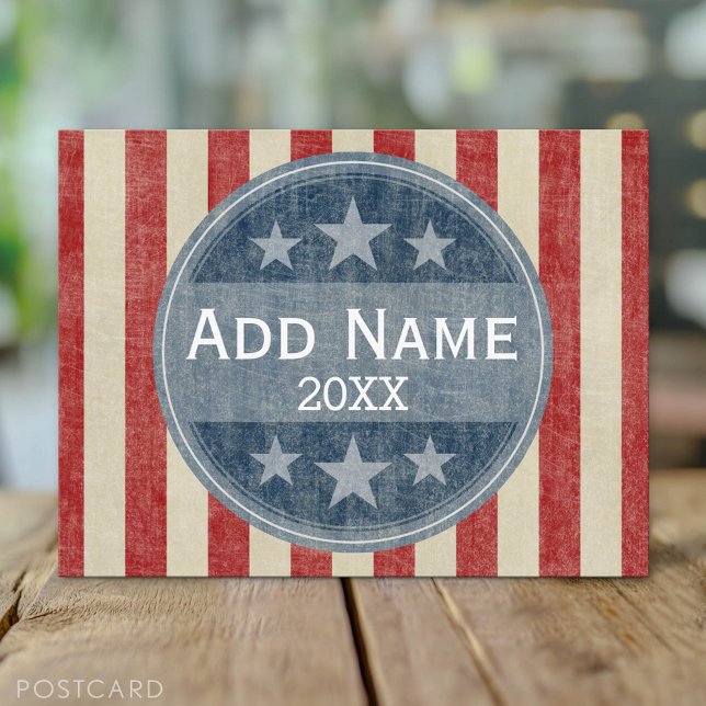 Politische Kampagne - Vintage US Flagge Postkarte (Custom Campaign Postcard)