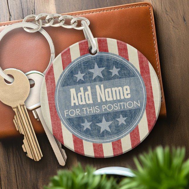 Politische Kampagne - Vintage US Flagge Schlüsselanhänger (Personalized Keychain - custom campaign gear)