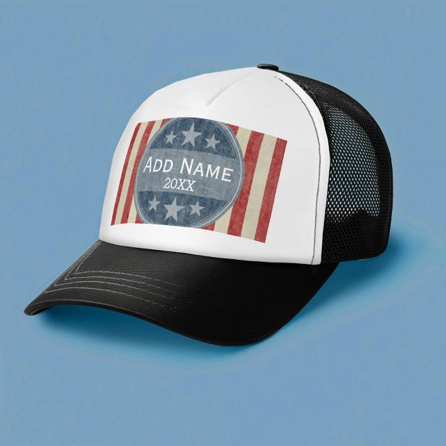 Politische Kampagne - Vintage US Flagge Truckerkappe (Custom Political Campaign Trucker Hat)