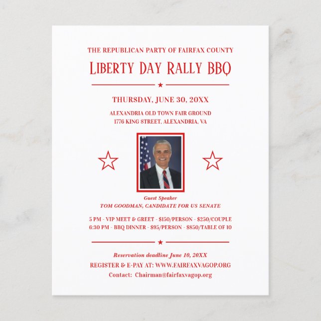 Politische Kampagnenfinanzierung Einladung mit Fot (Vorderseite)