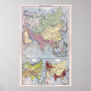 Politische Karte   Asien Poster