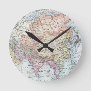 Politische Karte Asiens (1916) Runde Wanduhr