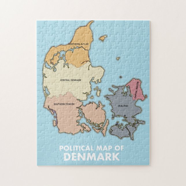 Politische Karte Dänemarks Puzzle (Vertikal)