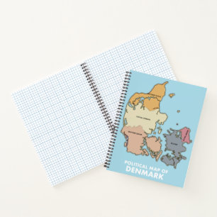 Politische Karte Dänemarks - Riesenkaffee-Tasse Notizbuch