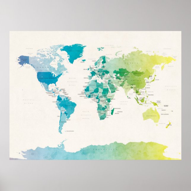 Politische Karte der Welt Poster (Vorne)