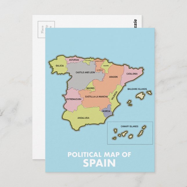 Politische Karte Spaniens. (Vorne/Hinten)
