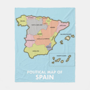 Politische Karte Spaniens. Magnet Fleecedecke