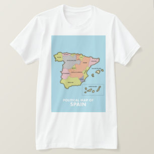 Politische Karte Spaniens. T-Shirt