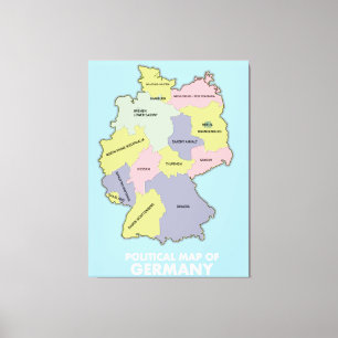 Politische Karte von Deutschland Leinwanddruck