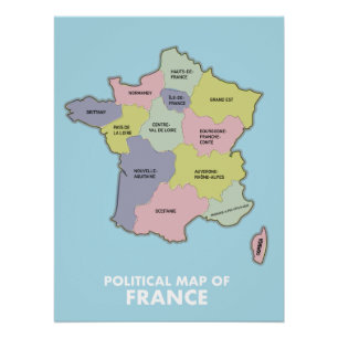 Politische Karte von Frankreich Poster