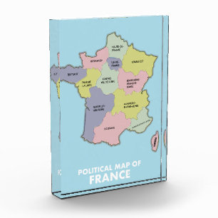 Politische Karte von Frankreich Postkarte Fotoblock