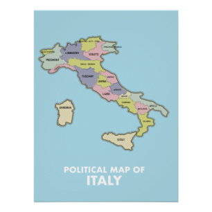 Politische Karte von Italien  Poster