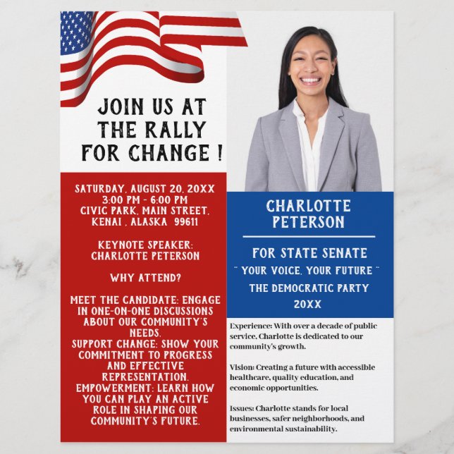 Politische Kundgebung oder Wahlkampagne Flyer (Vorne)