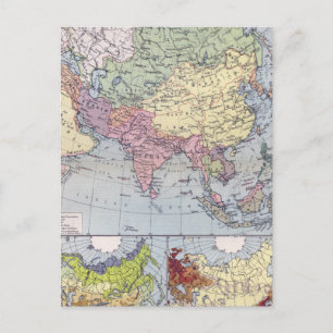 Politische Landkarte   Asien Postkarte