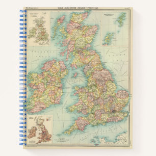Politische Landkarte der Britischen Inseln Notizbuch