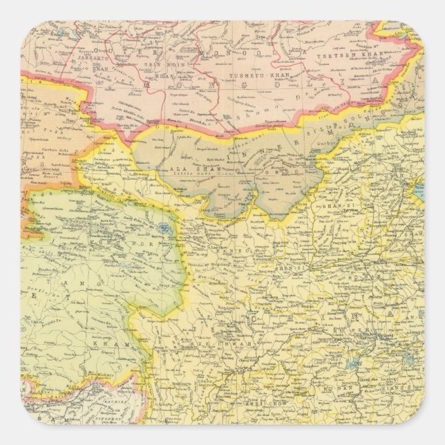 Politische Landkarte der China Quadratischer Aufkleber (Vorderseite)