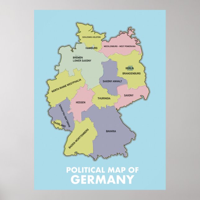 Politische Landkarte Deutschlands Poster (Vorne)