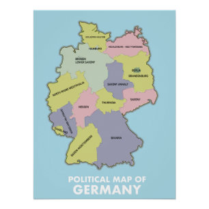 Politische Landkarte Deutschlands Poster