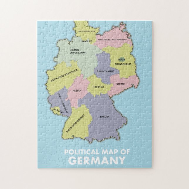 Politische Landkarte Deutschlands Puzzle (Vertikal)