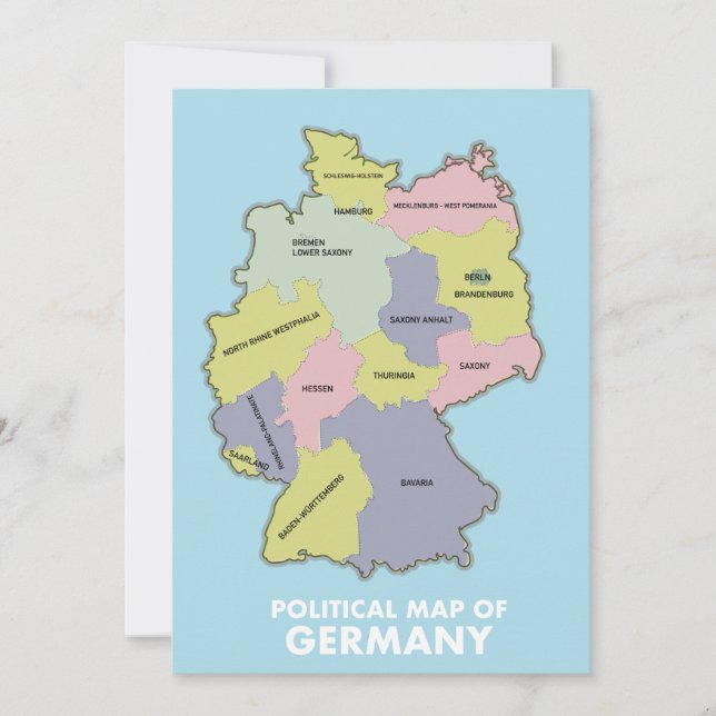 Politische Landkarte Deutschlands Save The Date (Vorderseite)