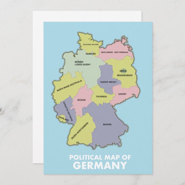 Politische Landkarte Deutschlands Save The Date (Vorne/Hinten)