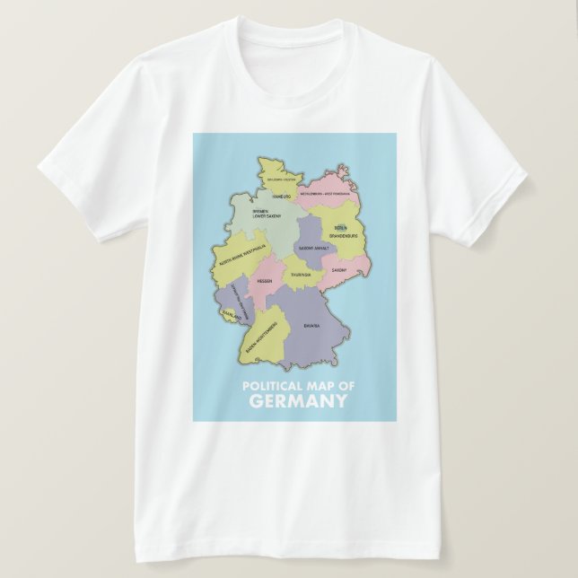 Politische Landkarte Deutschlands T-Shirt (Design vorne)